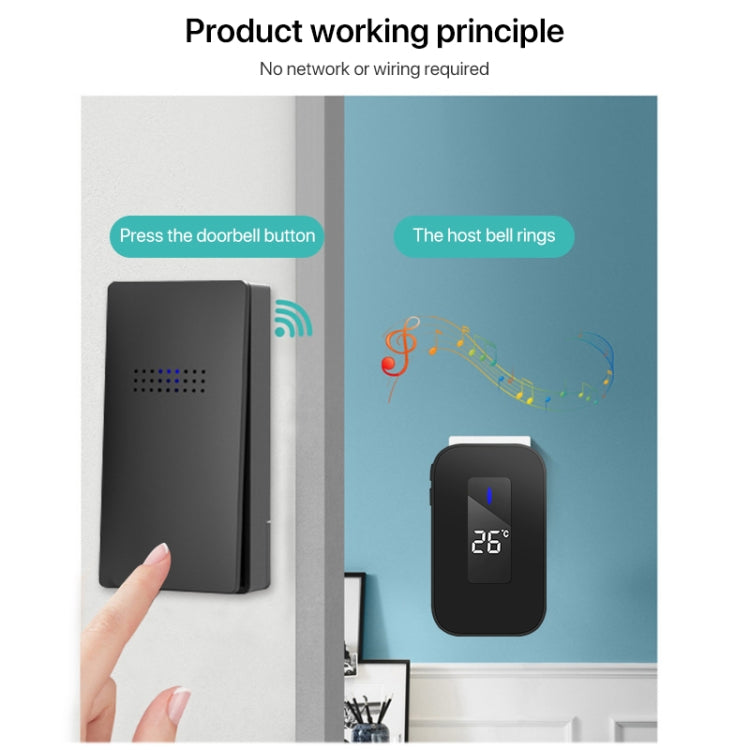 C303B One to One Home Wireless Doorbell Temperature Digital Display Remote Control Elderly Pager, US Plug, EU Plug, UK Plug C303B One to One Home Wireless Doorbell Temperature Digital Display Remote Control Elderly Pager, US Plug, EU Plug, UK Plug